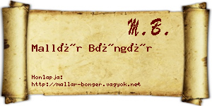 Mallár Böngér névjegykártya